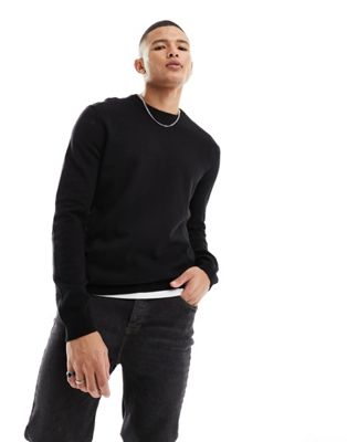 Only & Sons knitted crew neck jumper in black