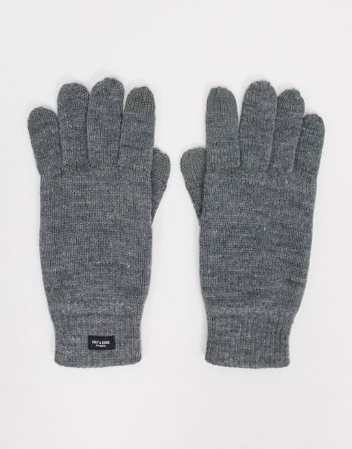 Only & Sons knitted gloves in grey