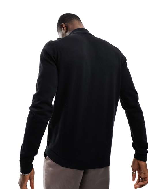ONLY & SONS knitted half zip jumper in black, 3 of 4