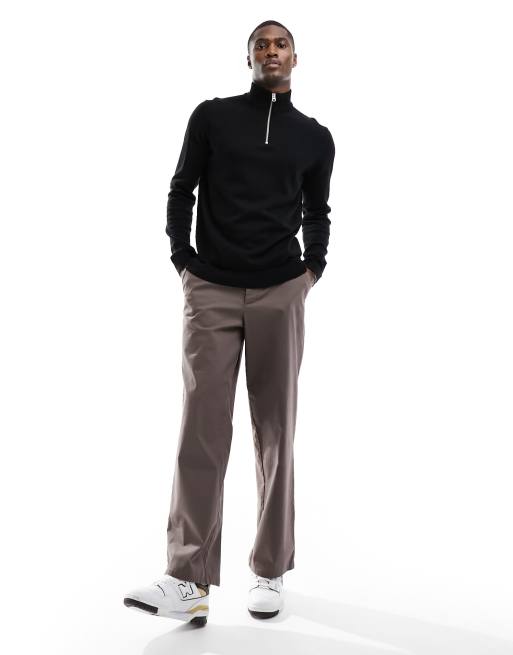 ONLY & SONS knitted half zip jumper in black, 4 of 4