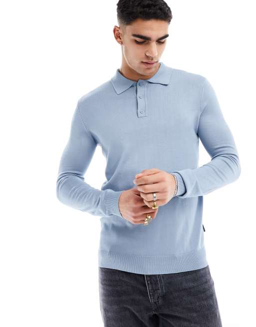 Long sleeve polo outlet light blue