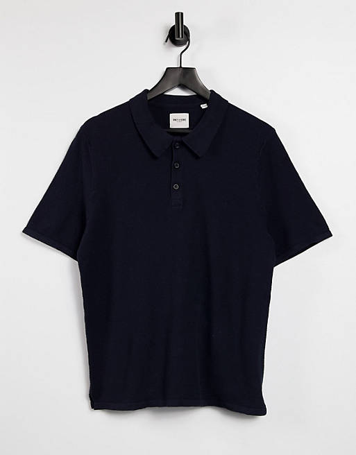 Only & Sons knitted polo in navy