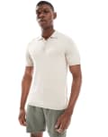 [ONLY & SONS] ONLY & SONS knitted polo shirt in ecru-White XS Silver Lining