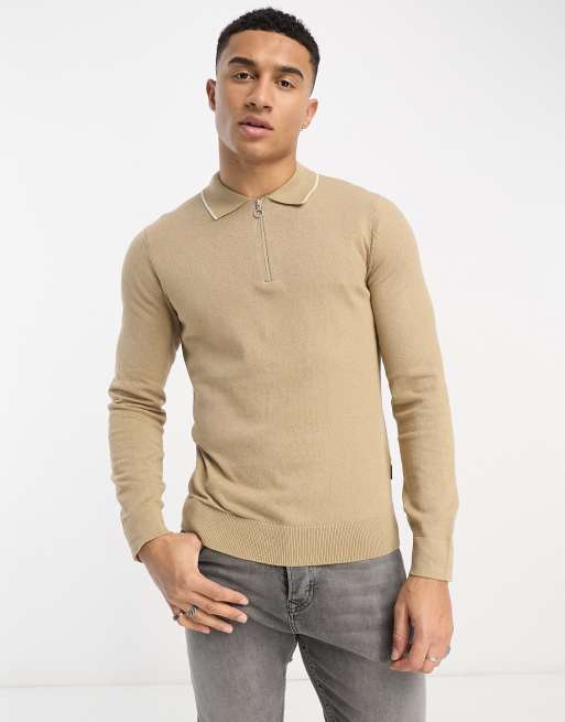 Only & Sons Grey / Chinchilla Knitted Polo Pullover