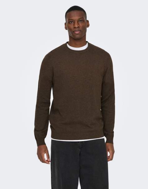 ONLY & SONS Knitted pullover in coffee bean - view 1