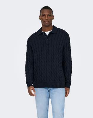 ONLY & SONS ONLY & SONS Knitted top in dark navy-Blue