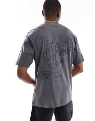 Only & Sons - Koksgrå og oversized T-shirt med LA-print på ryggen - view 1