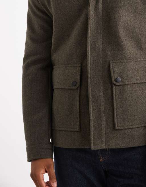 ONLY & SONS - Kort jack van imitatiewol met zakdetail in donker bruin groen, 5 van 5