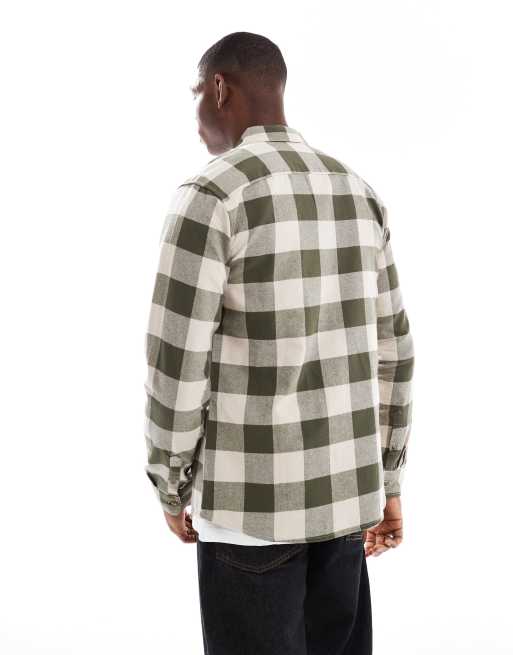 ONLY & SONS – Koszula w kartę w kolorze kremowym i ciemnym khaki, 3 z 4