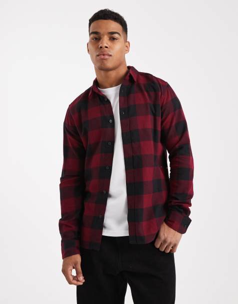 ONLY & SONS buffalo check shirt in red and black