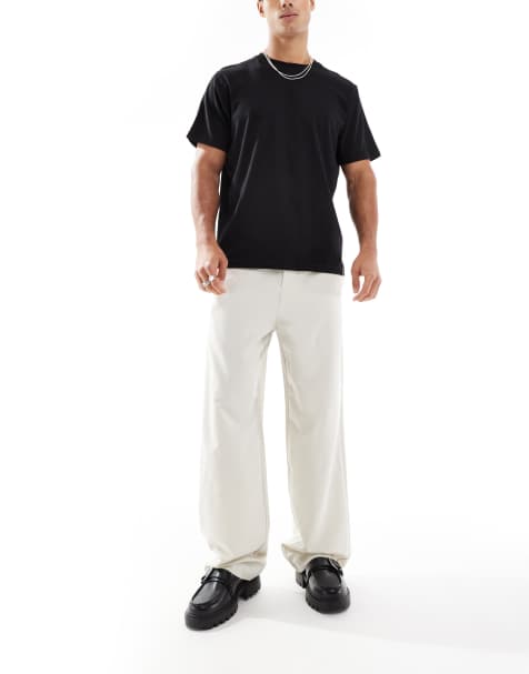 ONLY & SONS loose fit tailored trouser in cream
