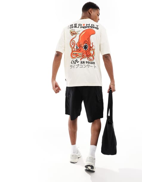 Only & Sons – Kremowy luźny T-shirt z nadrukiem z motywem Red Hot Chili Peppers - view 1
