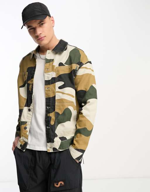 Only & Sons – Kurtka oversize typu worker z diagonalu we wzór moro