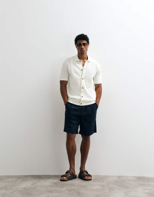 ONLY & SONS kurzärmliges Strickhemd in Cremeweiß, 3 von 5