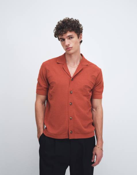 ONLY & SONS – Kurzärmliges Strickhemd in dunklem Rot mit Blumenmuster - view 1