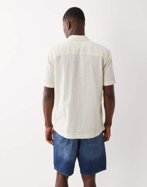 ONLY & SONS – Kurzärmliges, strukturiertes Hemd in Cremeweiß, 3 von 5