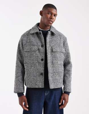 SONS - Kurze Jacke mit Taschendetail und Hahnentrittmuster-Schwarz Schwarz XL