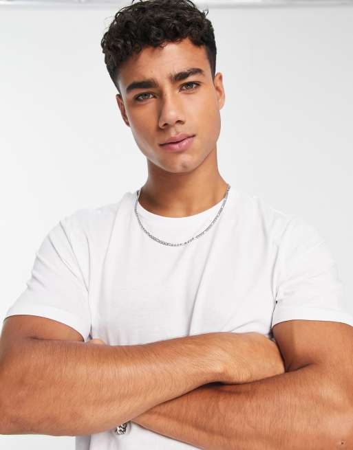 Only & Sons – Lang geschnittenes T-Shirt in Weiß mit abgerundetem Saum, 3 von 4