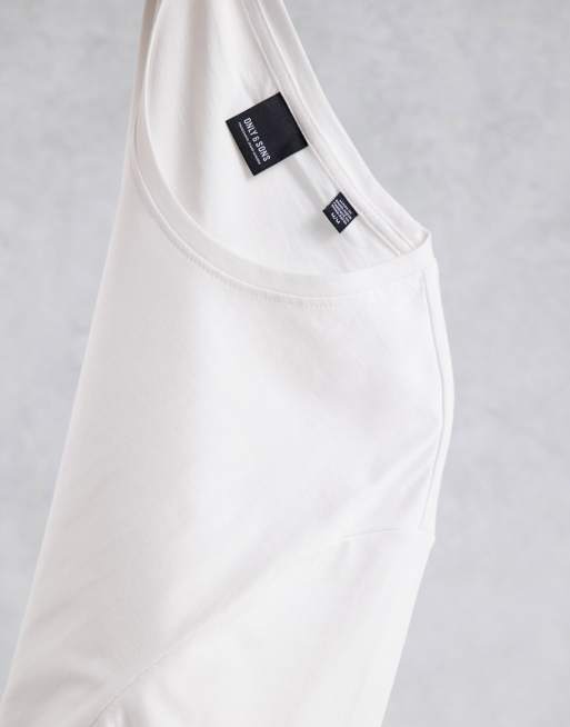 Only & Sons - Lang T-shirt met ronde zoom in wit, 4 van 4