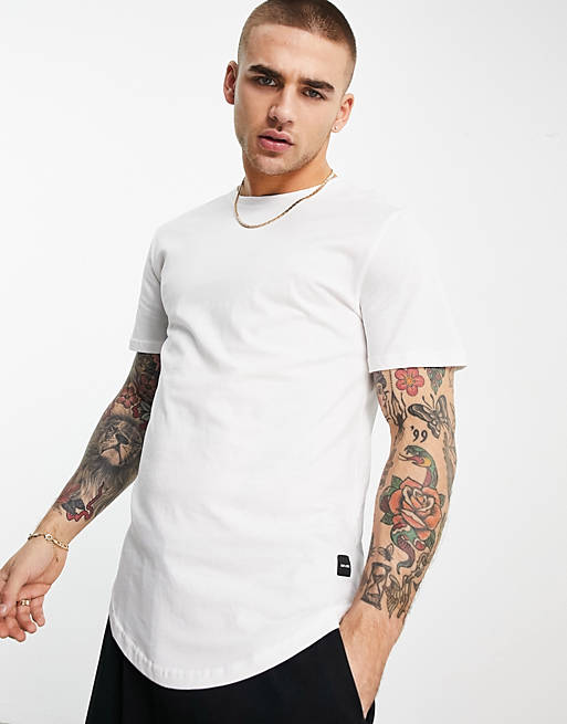 Only & Sons - Lang T-shirt met ronde zoom in wit