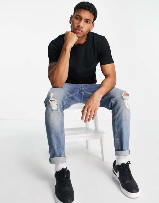 Only & Sons - Lang T-shirt met ronde zoom in zwart