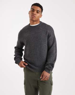 SONS - Langärmliger, weicher Strickpullover in Grau mit Rundhalsausschnitt Grau S