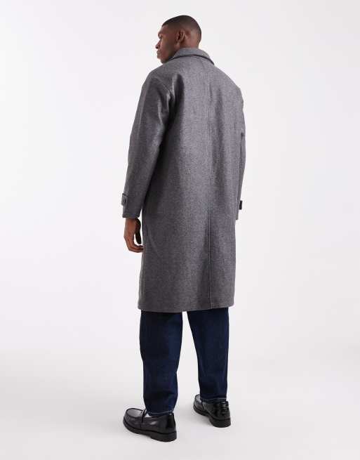 ONLY & Sons - Lange overjas van imitatiewol met lange pasvorm in antracietgrijs, 3 van 5