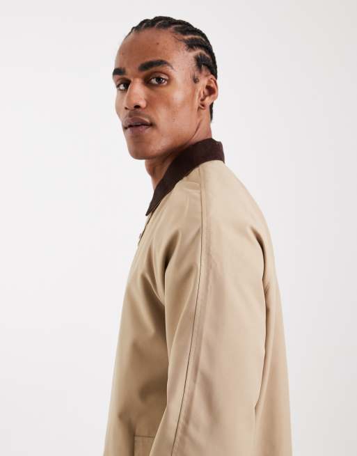 ONLY & SONS - Lange regenjas met corduroy kraagje in beige, 4 van 5