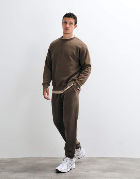 ONLY & SONS - Larry - Co-ord set met regular-fit joggingbroek en ruimvallende hoodie in bruin met wassing - view 1