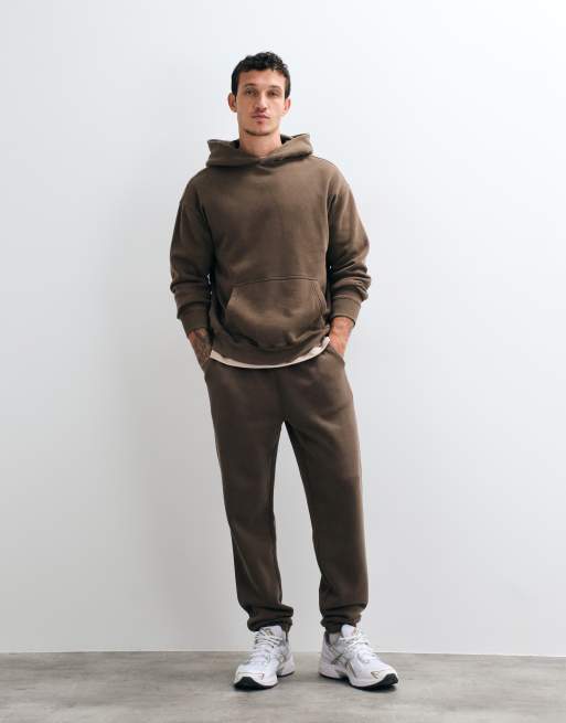 ONLY & SONS Larry regular fit jogger & relaxed fit hoodie co-ord in washed brown, 2 of 4