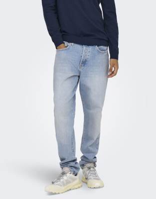 SONS - Lässig geschnittene Jeans in Hellblau Blau W30 L30