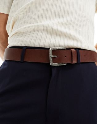 Only & Sons Leather Belt In Brown
