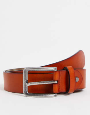 Only & Sons leather belt in tan - ASOS Price Checker