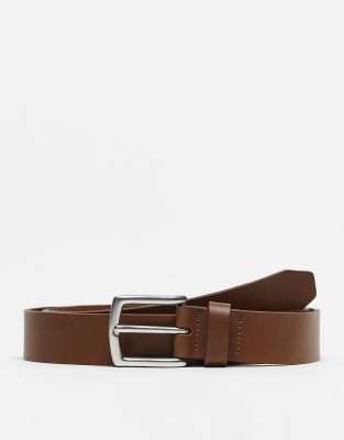 Only & Sons leather belt in tan - ASOS Price Checker