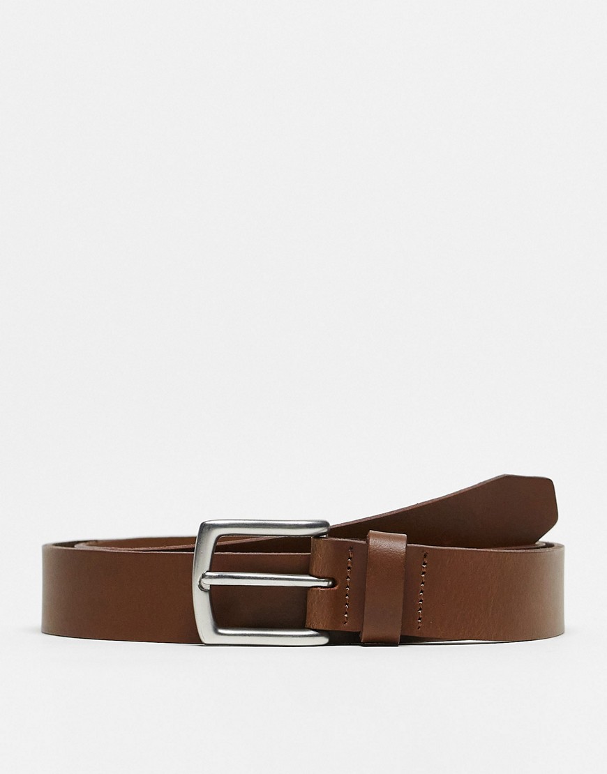 Only & Sons leather belt in tan-Brown