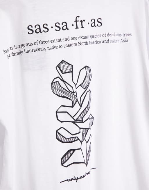 Only & Sons – Leicht strukturiertes Oversize-T-Shirt aus Baumwolle in Weiß mit Rückenprint - WHITE, 3 von 4