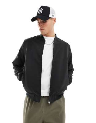 Only & Sons Zip Through Bomber Jacket In Black In Black