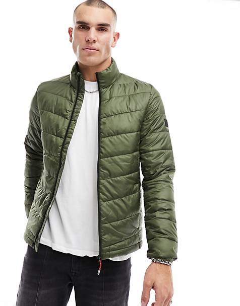 ONLY &amp; SONS lightweight puffer in khaki