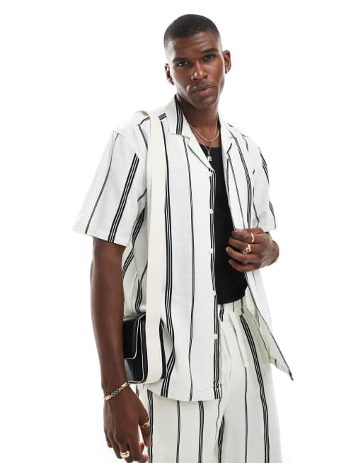 ONLY & SONS linen blend shirt in mono stripe (part of a set)