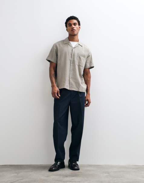 ONLY & SONS linen blend textured short sleeve shirt set in sage green - view 1