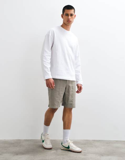 ONLY & SONS linen blend textured shorts co-ord in sage green - view 1