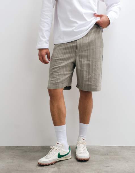 ONLY & SONS linen blend textured shorts set in sage green - view 1