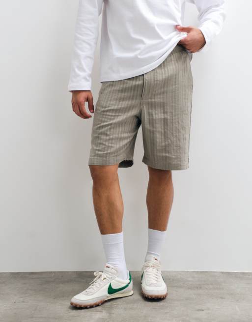 ONLY & SONS linen blend textured shorts set in sage green, 5 of 5