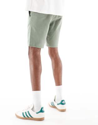 Only & Sons Linen Blend Tie Waist Shorts In Green