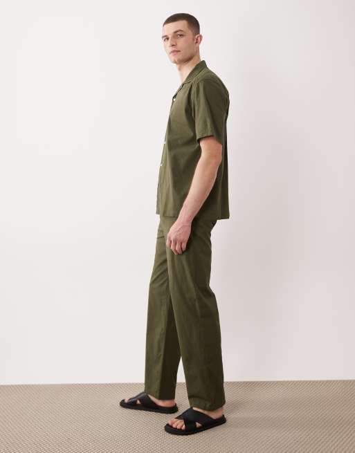 ONLY & SONS linen look loose fit pants in olive green - part of a set, 3 of 5