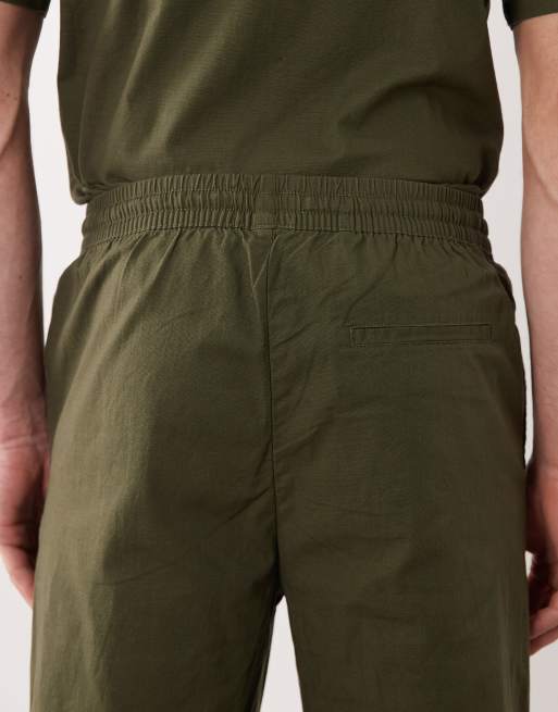 ONLY & SONS linen look loose fit pants in olive green - part of a set, 5 of 5