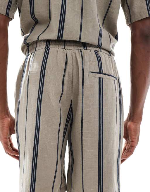 ONLY & SONS linen look short in beige stripe - part of a set, 5 of 5
