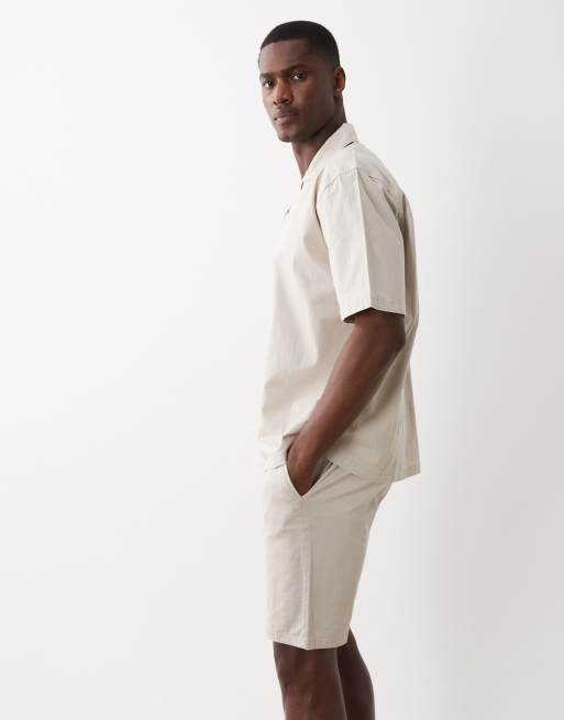 ONLY & SONS linen look shorts co-ord in beige, 3 of 5