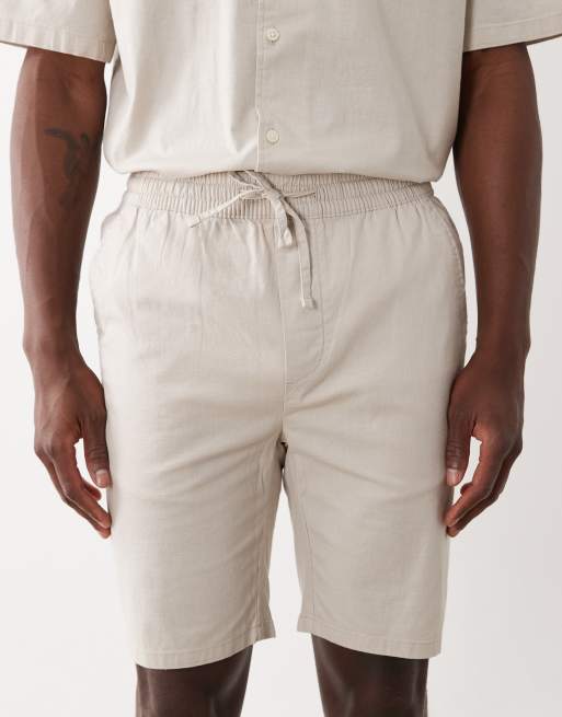 ONLY & SONS linen look shorts co-ord in beige, 4 of 5