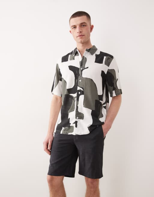 ONLY & SONS linen mix chino short in black, 2 of 5